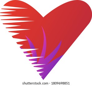 Red heart with purple cut pattern logo for health design symbol. Object on white background