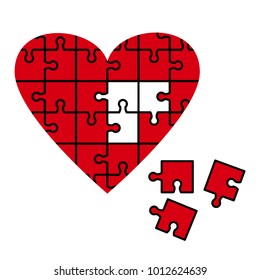 Red heart puzzle icon. Vector illustration