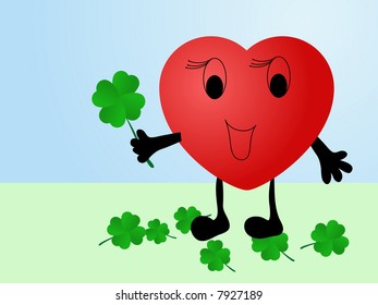 Red heart with the quarterfoul