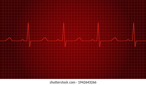 Red heart rate graph. Heart beat. Ekg wave. Heartbeat line. Vector illustration