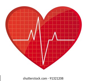 red heart rate isolated over white background. vector illustration