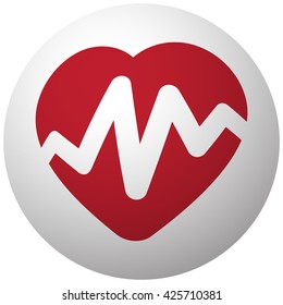 Red Heart Rate Pulse icon on white ball