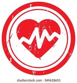 Red Heart Rate Pulse rubber stamp