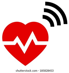 Red heart with rate and radio signal