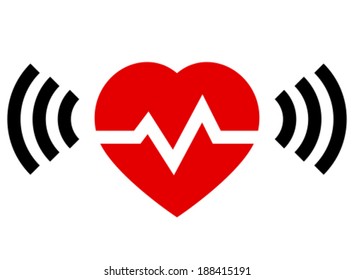 Red heart with rate and radio signal from both sides