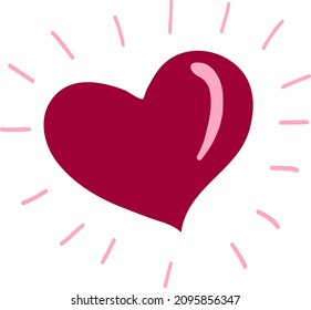 red heart with rays around it.