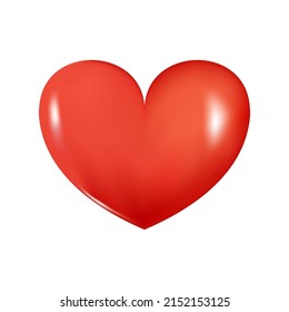 Corazón rojo. Icono de diseño 3d realista símbolo de corazón amor. Ilustración del vector