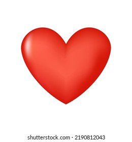 Red heart. Realistic 3d design icon heart symbol love. Vector illustration