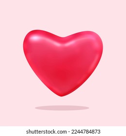 Red heart. Realistic 3d design icon heart symbol love. Vector illustration