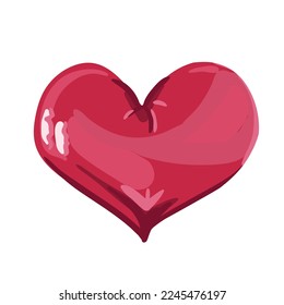 Red heart. Realistic 3d design icon heart symbol love. Vector illustration.