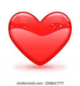 Red heart. Realistic 3d design icon heart symbol love. Vector illustration