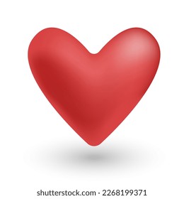 Corazón rojo. Icono de diseño 3d realista símbolo de corazón amor. Ilustración vectorial.