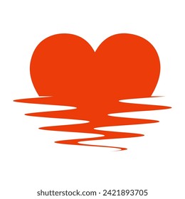 Red Heart Reflection On Water Icon