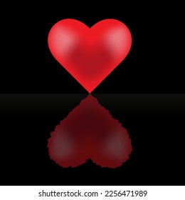 Red heart reflection under water. For the design of postcards, banners and interiors in a romantic styleIn celebration of St Valentine's day on February the fourteenth.
