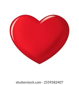 Red heart with reflections, symbol love, Valentine's Day greeting card design elements, realistic vector icon.
