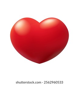 Red heart with reflections, symbol love, balloon. Valentine's Day greeting card design elements, realistic vector icon.