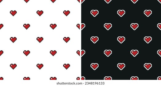 red heart repeating pattern in pixel format seamless pattern best for fabric print 