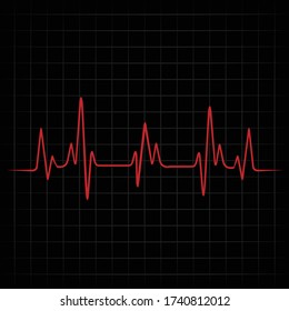 red heart rhythm and black background