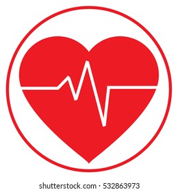 Red heart rhythm medical icon. Eps 10.