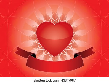 red heart with ribbon