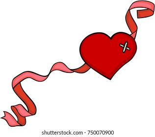 Red heart with ribbon
