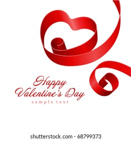 Red heart from ribbon Valentine's day vector background