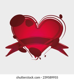 red heart and ribbon vector art