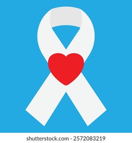 red heart with ribbon vector Graphics icon