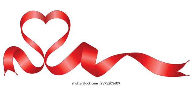 Ilustración vectorial de la cinta de corazón rojo