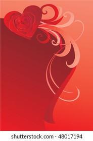 red heart ribbon vector illustration