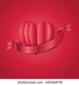 red heart with ribbon for write your text/vector design