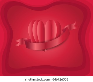red heart with ribbon for write your text/vector design