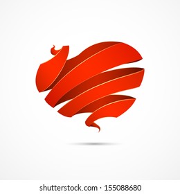 Red heart of ribbons