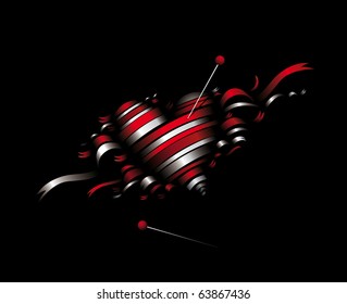 red heart from ribbons
