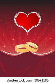 Red heart and rings