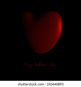 Red heart rising from the darkness. Vector illustration.