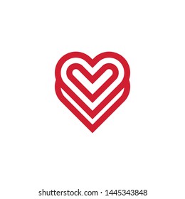 Red Heart Romantic Valentine Isolated On White Background Logo Vector