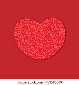 Red heart with roses