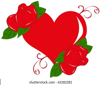 red heart and roses