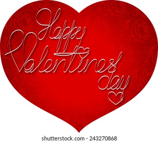 Red heart with roses background