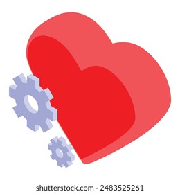 Red heart with rotating gears symbolizing love mechanics and emotional intelligence