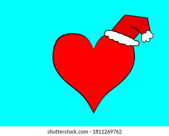 Red heart with a Santa clause hat