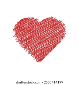Red heart scribble vector illustration