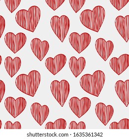 Red heart seamless doodle pattern