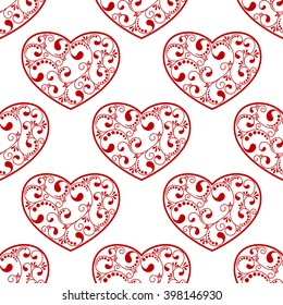 red heart seamless isolated on white background.vector illustration