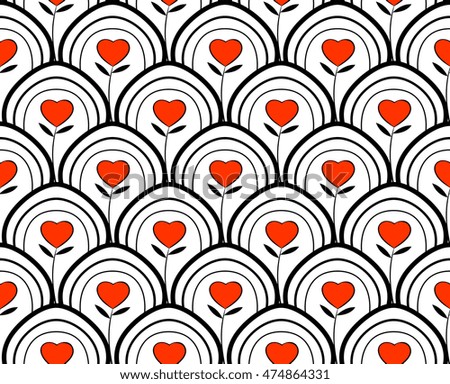 Red heart seamless ornament - vector