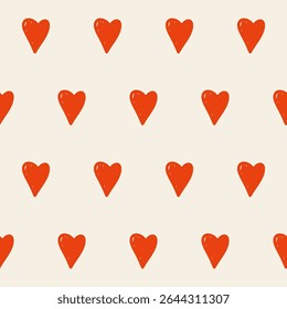 Red Heart Seamless Pattern Background. Romantic Wedding Party Wallpaper Decoration. valentine day Gift Wrapping Paper Print. Textile fabric Swatch Design. Valentine Day Symbol Art. 