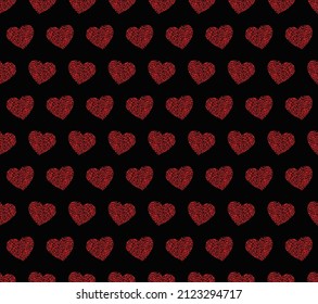 red heart seamless pattern black background