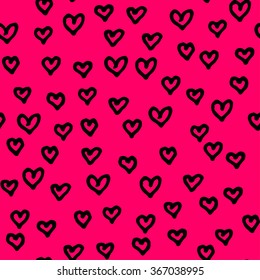 Red heart seamless pattern, modern minimal hand drawn design style. Love symbol