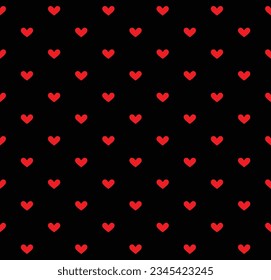 Red heart seamless pattern on black background Vector